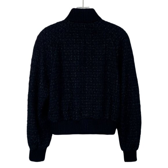 Chanel Black Textured Knit Zip-Up Jacket With Crystal Embellished Pockets - Picture 2 of 8